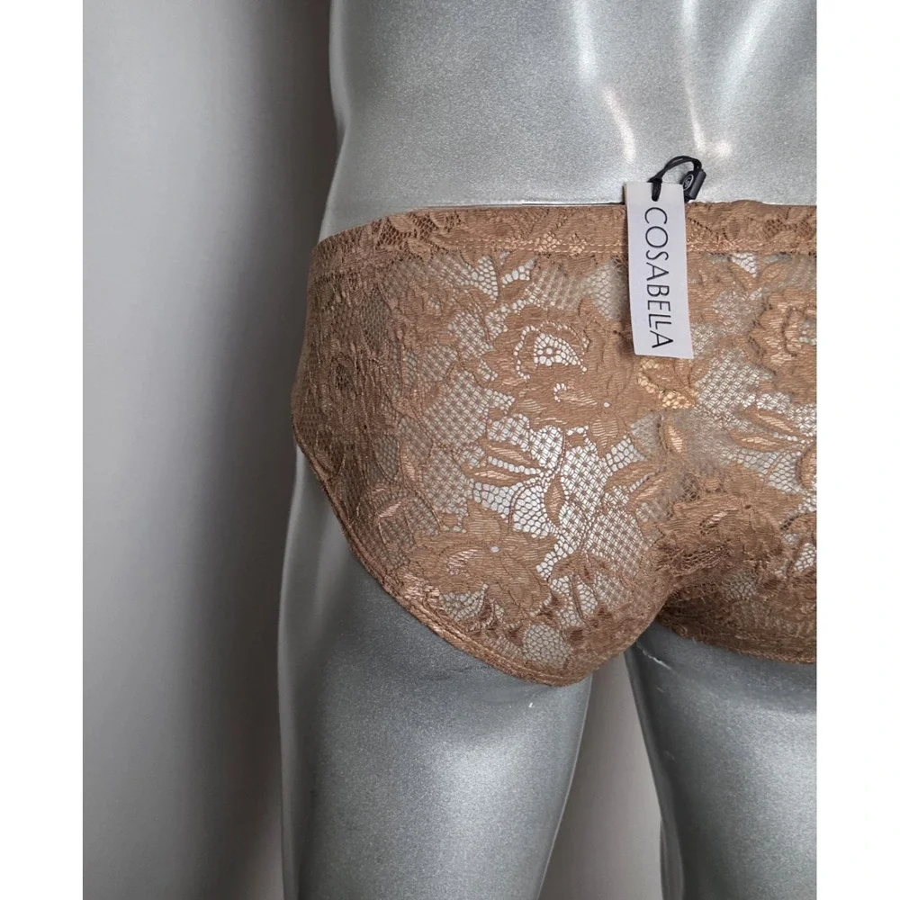 Cosabella‎ Never Say Never Mens Lace Briefs Brown Floral Italian Lace Low Rise